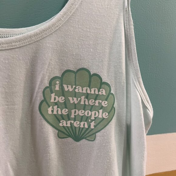 "where the people aren't" green beachy tank (size L) - Picture 4 of 6